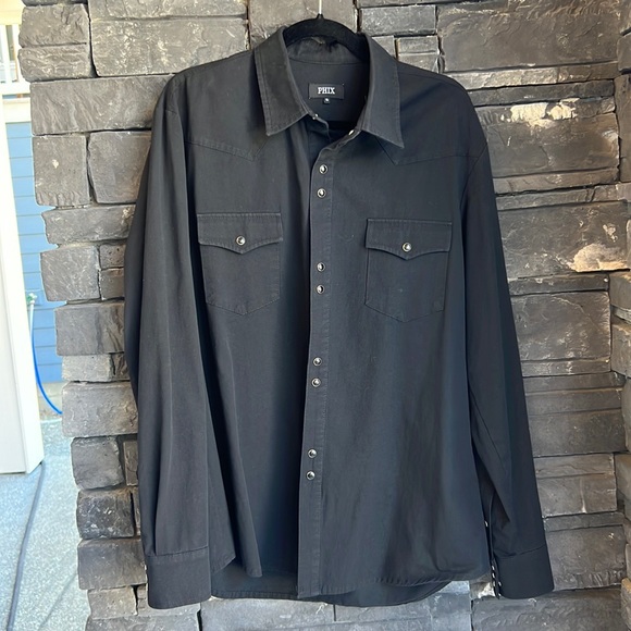 MENS WESTERN BUTTON DOWN SHIRT BLACK SIZE XL LIKE NEW - Picture 1 of 4